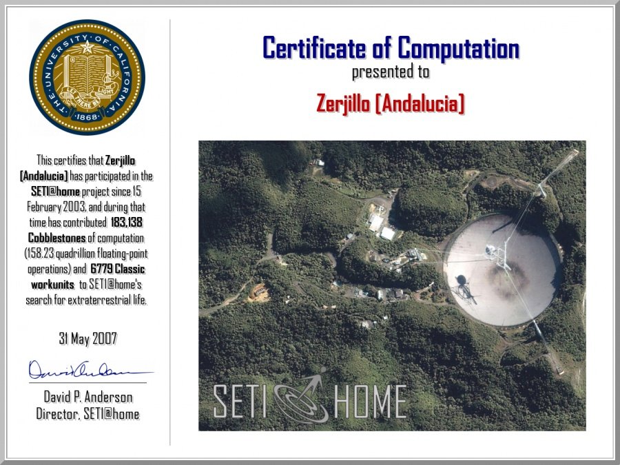 Certificado SETI@home